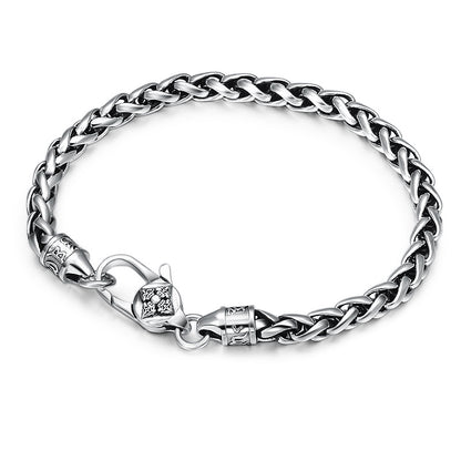 Wholesale s925 sterling silver fashion trend versatile Thai silver vajra six-character mantra hemp rope bracelet for men and women