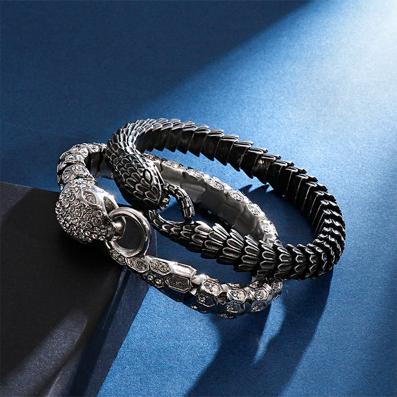 European and American stainless steel snake accessories, fashion trend cross-border creative personality snake men's titanium steel bracelet jewelry