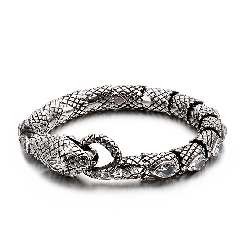 European and American stainless steel snake accessories, fashion trend cross-border creative personality snake men's titanium steel bracelet jewelry