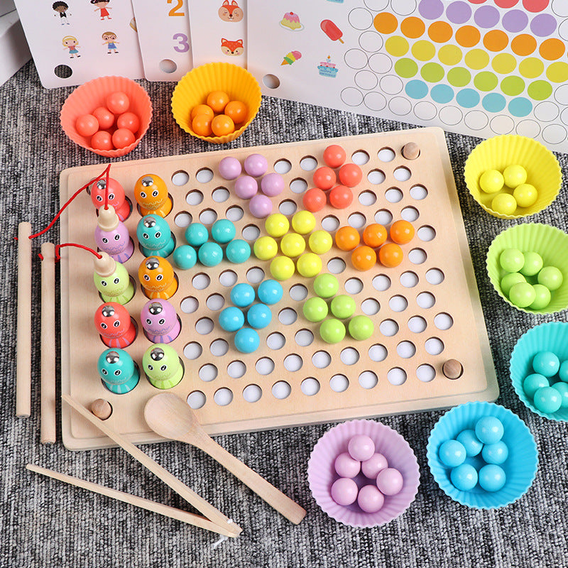 Children's wooden 13-in-1 bead fishing logarithm board multifunctional shape number cognitive early education educational toy