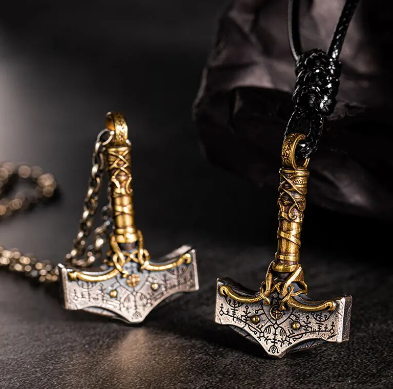 925 Silver Nordic Viking Silver Necklace Thor's Hammer Pendant Silver Welded Copper Rune Fashion Jewelry