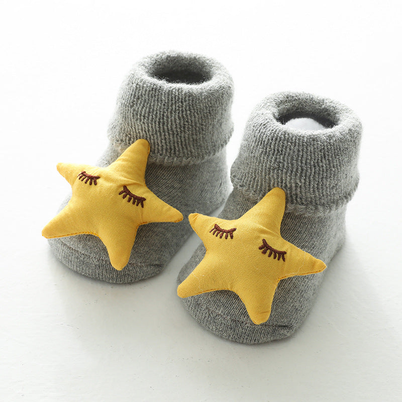 21 Autumn and Winter Baby Warm Socks Baby Non-Slip Velvet Thickening Terry-Loop Hosiery Middle-Long Stockings