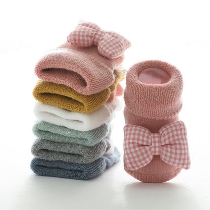 21 Autumn and Winter Baby Warm Socks Baby Non-Slip Velvet Thickening Terry-Loop Hosiery Middle-Long Stockings