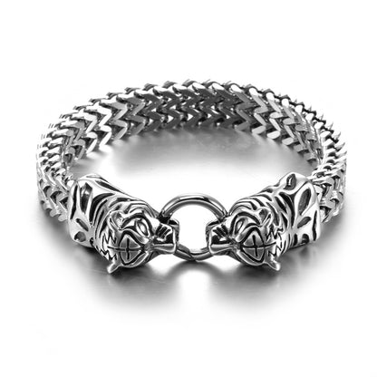 Factory direct sales European and American stainless steel bracelets titanium steel bracelets hip-hop style bracelets tiger head style domineering stainless steel bracelets