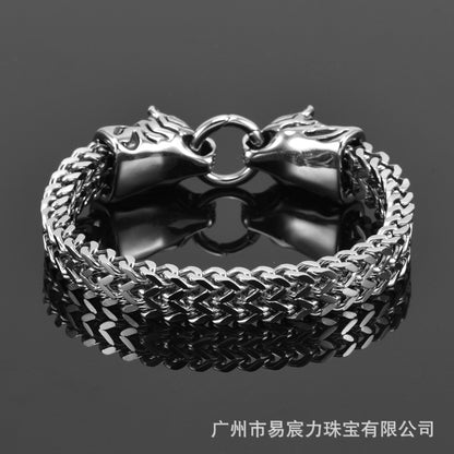 Factory direct sales European and American stainless steel bracelets titanium steel bracelets hip-hop style bracelets tiger head style domineering stainless steel bracelets