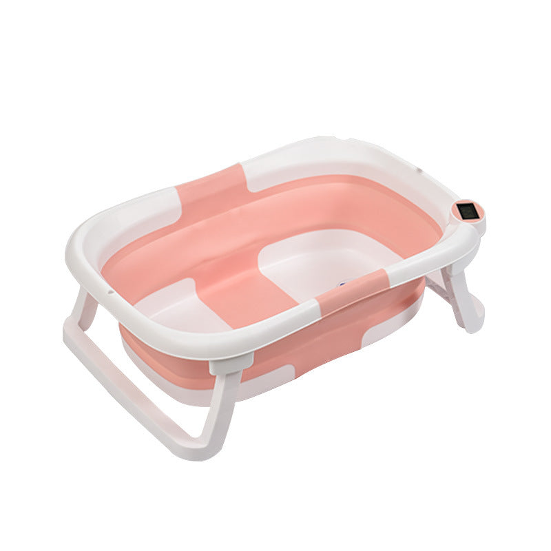 Household baby bathtub large folding baby bathtub can sit and lie down temperature-sensitive newborn baby bathtub bath bucket