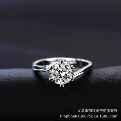 Douyin Kuaishou internet celebrity snowflake twisting arm ring for women, simple and fashionable snowflake twisting arm inlaid with moissanite live diamond ring