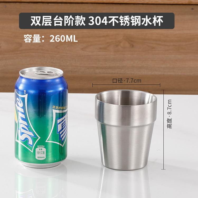 Cross-border 304 stainless steel water cup camping beer cup outdoor cup single-layer cold drink cup metal mouth cup golden large