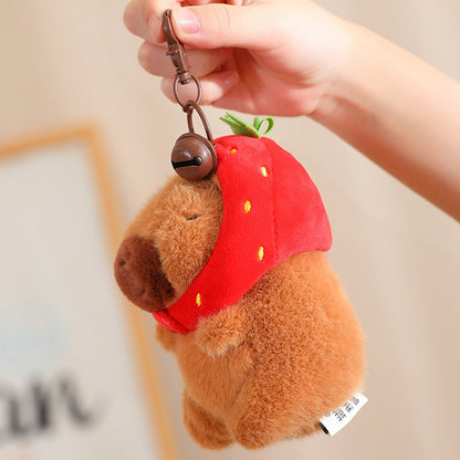 Capibala Doll Strawberry Capybara Doll Capibala Pendant Capybara Snap Circle Ugly Cute Doll Bag Ornament