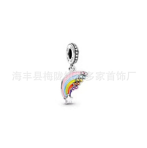 Panjiadora Beads White Copper S925 Firefly Love 2-in-1 Rainbow Pendant DIY Beads Manufactor Wholesale