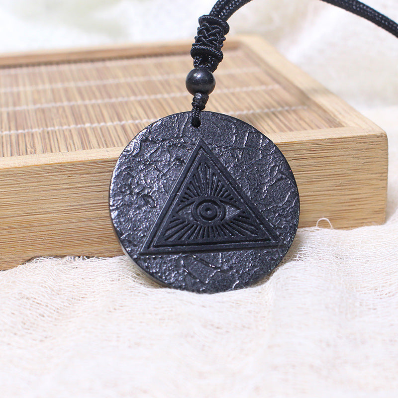 Cross-border procurement Russian shungite, middle-aged, simple, handmade, pure natural stone texture 35 40mm pendant