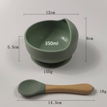 Children's silicone suction cup bowl, infant food bowl set, baby eating anti-fall snail bowl, children's training spoon