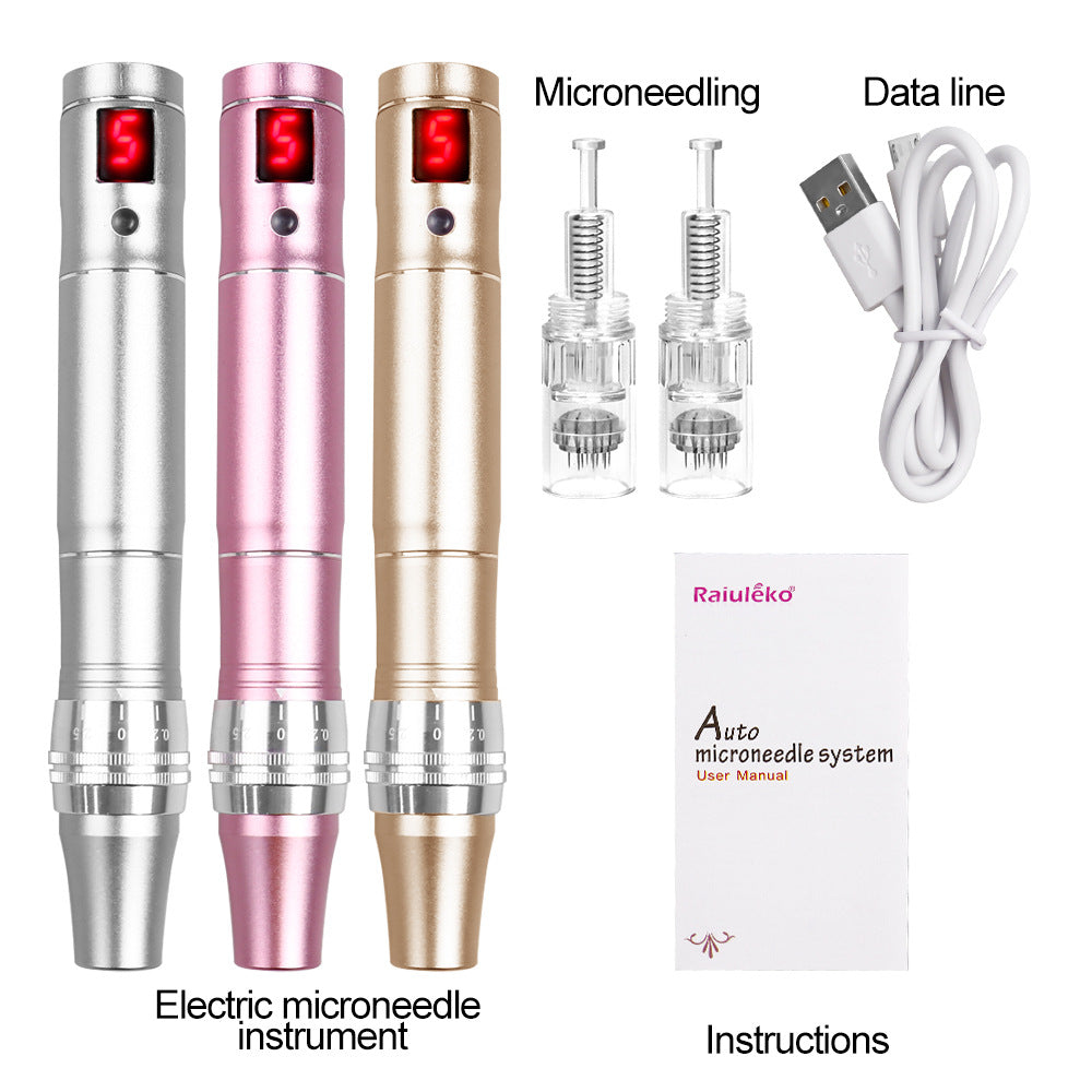 Foreign trade cross-border wholesale electric microcrystalline instrument nano microcrystalline beauty microneedle charging water light introduction instrument electric microneedle