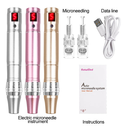 Foreign trade cross-border wholesale electric microcrystalline instrument nano microcrystalline beauty microneedle charging water light introduction instrument electric microneedle