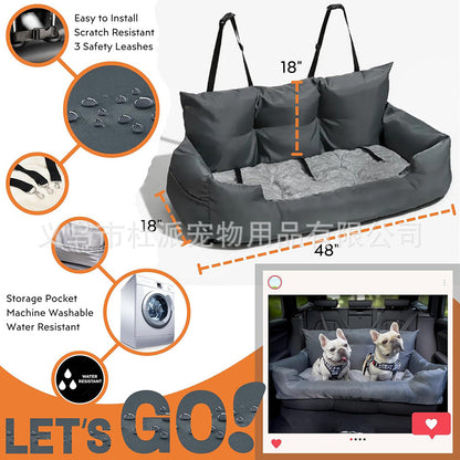 Pet car kennel, outdoor car mat, 3-seat rear dog mat, waterproof, dirt-proof, non-stick hair, washable