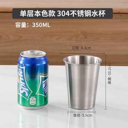 Cross-border 304 stainless steel water cup camping beer cup outdoor cup single-layer cold drink cup metal mouth cup golden large