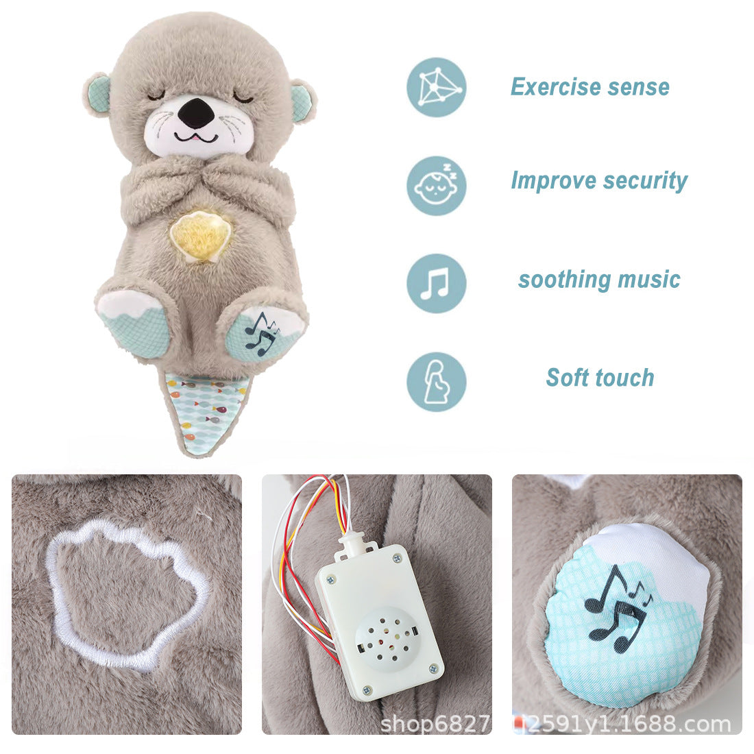 Spot goods! Otter soothes sleep music doll soothes plush toy baby sleep artifact