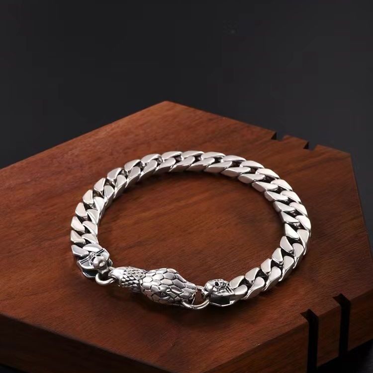 Original handmade men's personalized trendy retro sterling silver faucet domineering bracelet collectible jewelry birthday gift