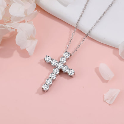 925 silver cross necklace Korean version of high-end hip-hop full of diamond chain Internet celebrity ins Ma Siwei's same clavicle chain