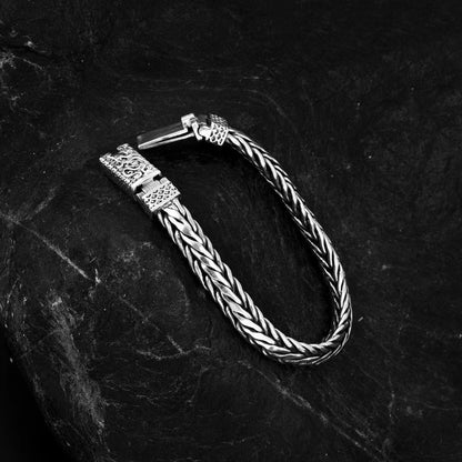 National style dragon pattern bracelet S925 sterling silver ornaments trendy men's dragon bone bracelet personalized hand-woven zodiac dragon chain