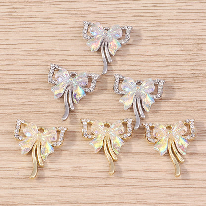 5pcs/pack Beautifully designed bowknot accessories with diamonds and dots for DIY jewelry accessories accessories pendants