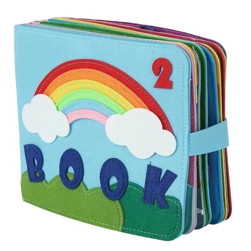 Felt cloth book three-dimensional early education book kindergarten rainbow Montessori children's teaching aids washable busy board quiet cloth book