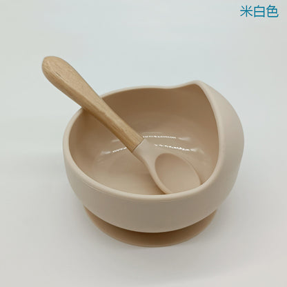 Children's silicone suction cup bowl, infant food bowl set, baby eating anti-fall snail bowl, children's training spoon