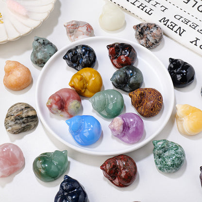 Natural crystal napping cat ornaments, crystal raw stones, semi-precious stones, carved mineral specimens, home decoration ornaments wholesale