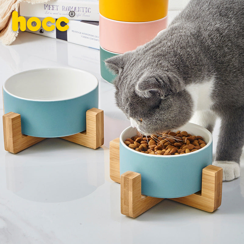 Ceramic cat bowl, non-slip, anti-tip, pet bowl, cervical vertebra protection, cat food bowl, puppy cat and dog food bowl holder, pet supplies