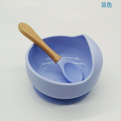 Children's silicone suction cup bowl, infant food bowl set, baby eating anti-fall snail bowl, children's training spoon