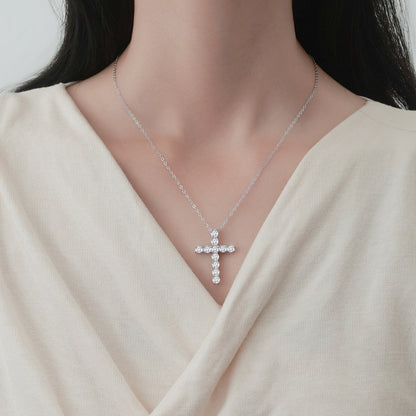 925 silver cross necklace Korean version of high-end hip-hop full of diamond chain Internet celebrity ins Ma Siwei's same clavicle chain