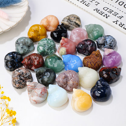 Natural crystal napping cat ornaments, crystal raw stones, semi-precious stones, carved mineral specimens, home decoration ornaments wholesale