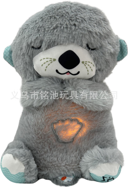 Cross-border new style breathing and luminous lullaby cute soothing bear sleeping soundly baby bear music doll