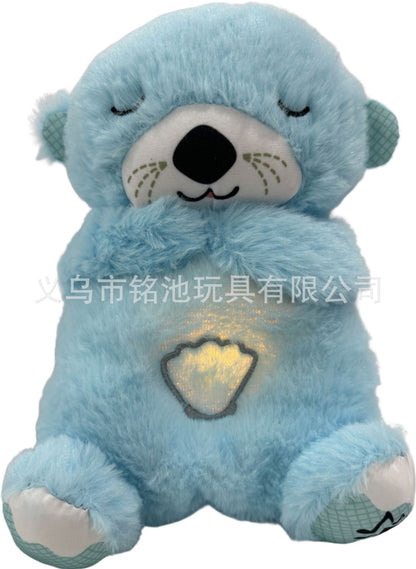 Cross-border new style breathing and luminous lullaby cute soothing bear sleeping soundly baby bear music doll