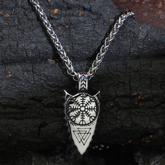 AliExpress New Hot Selling Stainless Steel Viking Jewelry Triangle Snowflake Rune Arrow Men's Personalized Necklace Wholesale