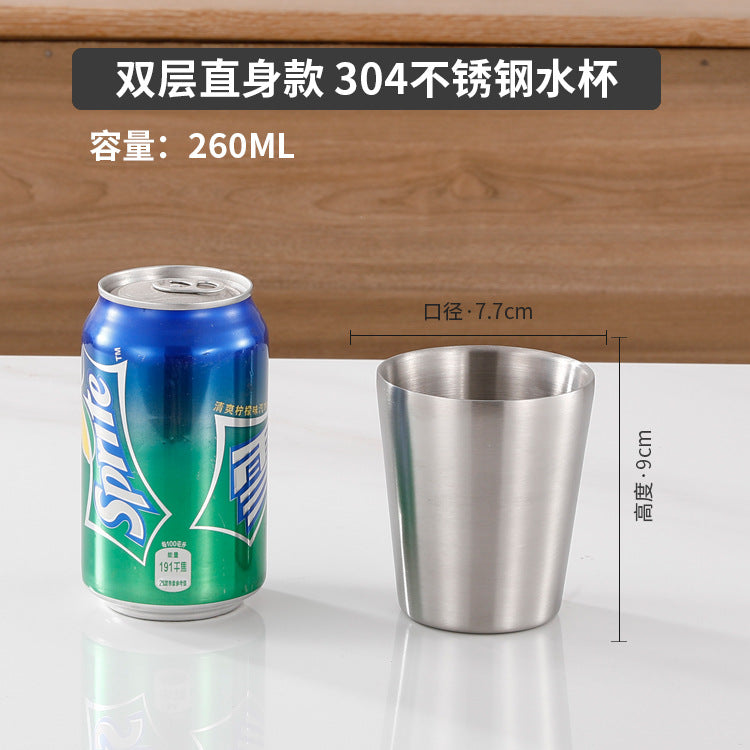 Cross-border 304 stainless steel water cup camping beer cup outdoor cup single-layer cold drink cup metal mouth cup golden large