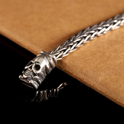 New product arrival Thai silver antique hand jewelry s925 silver jewelry personalized Seiko men's woven skull bracelet