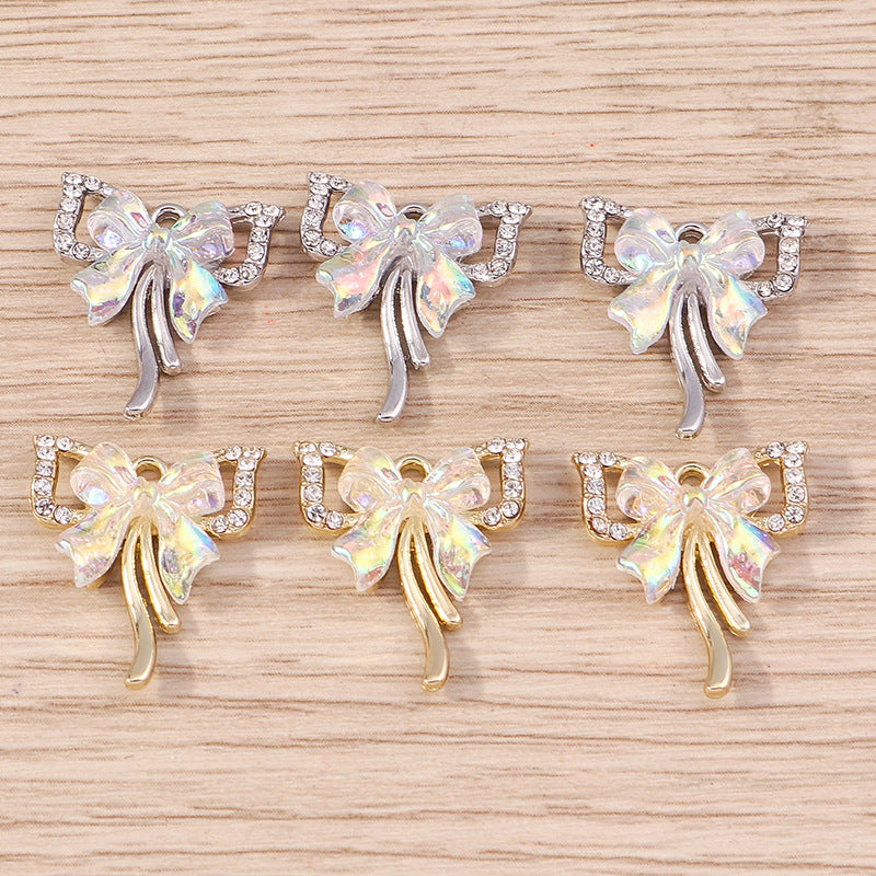 5pcs/pack Beautifully designed bowknot accessories with diamonds and dots for DIY jewelry accessories accessories pendants