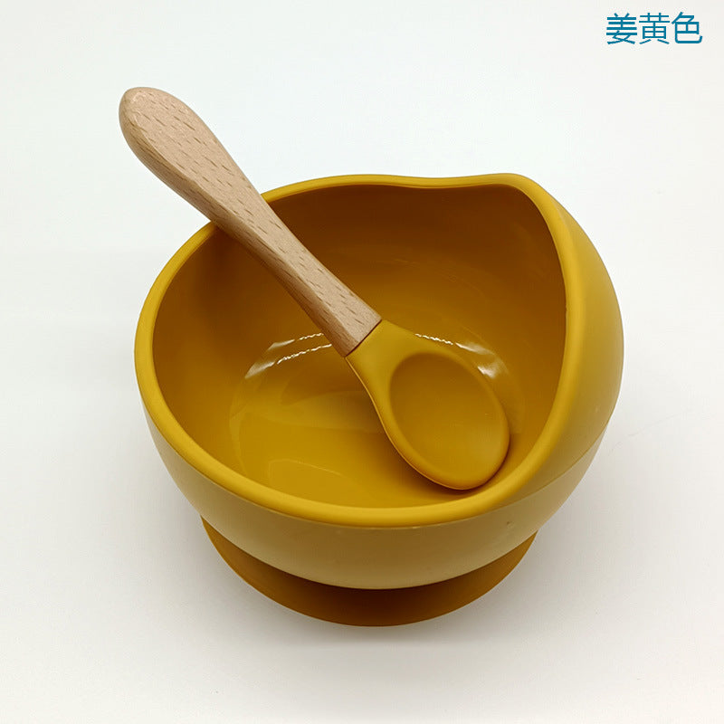 Children's silicone suction cup bowl, infant food bowl set, baby eating anti-fall snail bowl, children's training spoon