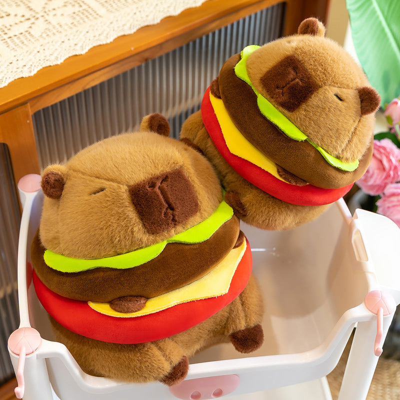 Cute Hamburger Piglet Plush Toy Doll Doll Pillow Internet Celebrity Send Baby Birthday Gift Wholesale