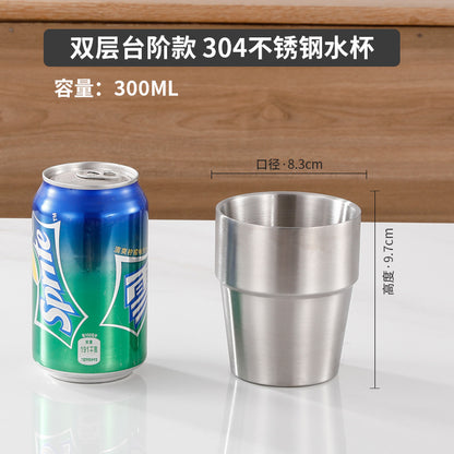 Cross-border 304 stainless steel water cup camping beer cup outdoor cup single-layer cold drink cup metal mouth cup golden large