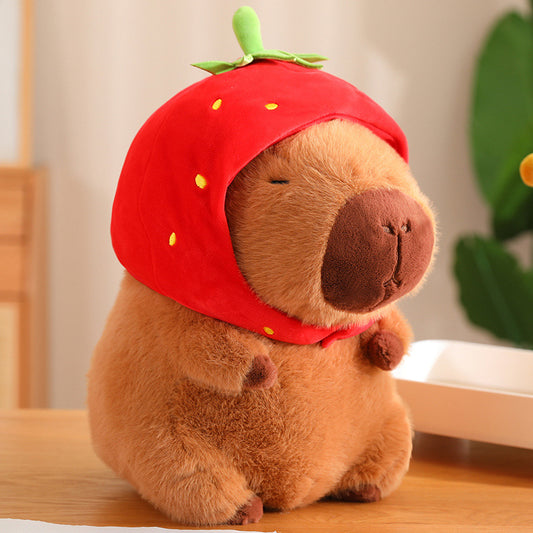 Capibala Doll Strawberry Capybara Doll Capibala Pendant Capybara Snap Circle Ugly Cute Doll Bag Ornament