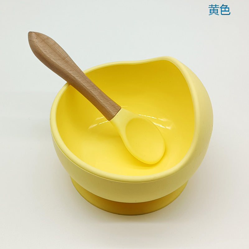 Children's silicone suction cup bowl, infant food bowl set, baby eating anti-fall snail bowl, children's training spoon