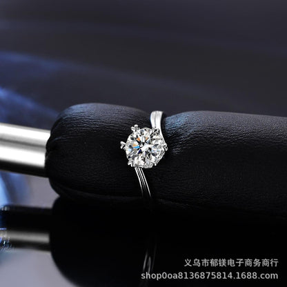 Douyin Kuaishou internet celebrity snowflake twisting arm ring for women, simple and fashionable snowflake twisting arm inlaid with moissanite live diamond ring