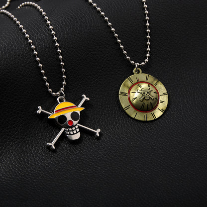 Anime One Piece Straw Hat Luffy Ace Hat Necklace Whitebeard ONEPIECE Wanted Order Keychain Pendant