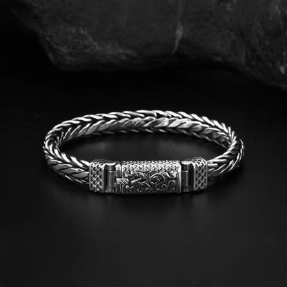 National style dragon pattern bracelet S925 sterling silver ornaments trendy men's dragon bone bracelet personalized hand-woven zodiac dragon chain