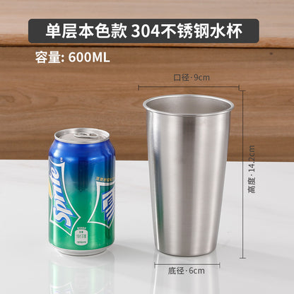 Cross-border 304 stainless steel water cup camping beer cup outdoor cup single-layer cold drink cup metal mouth cup golden large