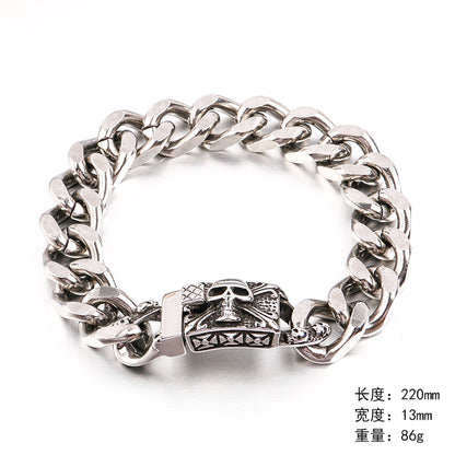 Crow jewelry, European and American men's trendy hip-hop skull stainless steel bracelet, punk titanium steel jewelry wholesale