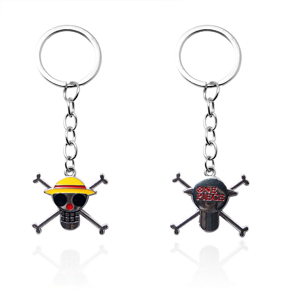 Anime One Piece Straw Hat Luffy Ace Hat Necklace Whitebeard ONEPIECE Wanted Order Keychain Pendant