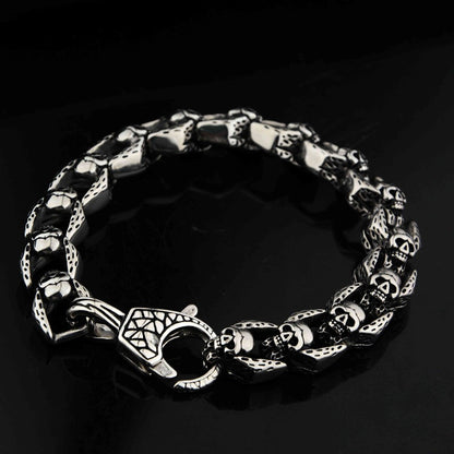 Trendy hot titanium steel skull bracelet European and American cross-border best-selling hip-hop personality versatile fashionable men's and women's couple jewelry